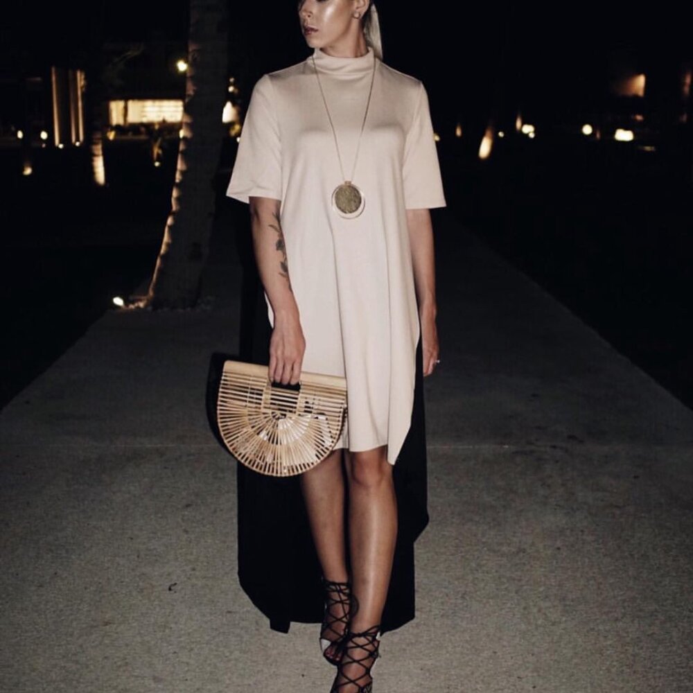 Color Block Beige & Black Maxi Dress